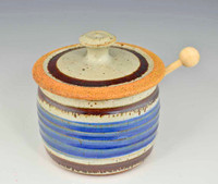 Handmade Pottery Honey Pot in Old Republic Glaze