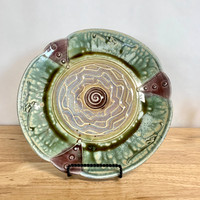 Handmade Pottery Round 11" Scalloped Edge Platter