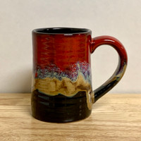 Handmade Pottery Desert Red / Black Tankard Mug 16 oz