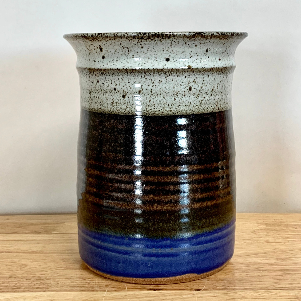 Handmade Pottery Utensil Holder Storm Glaze