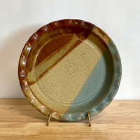 Handmade Pottery Fluted Pie Plate in Oasis Glaze