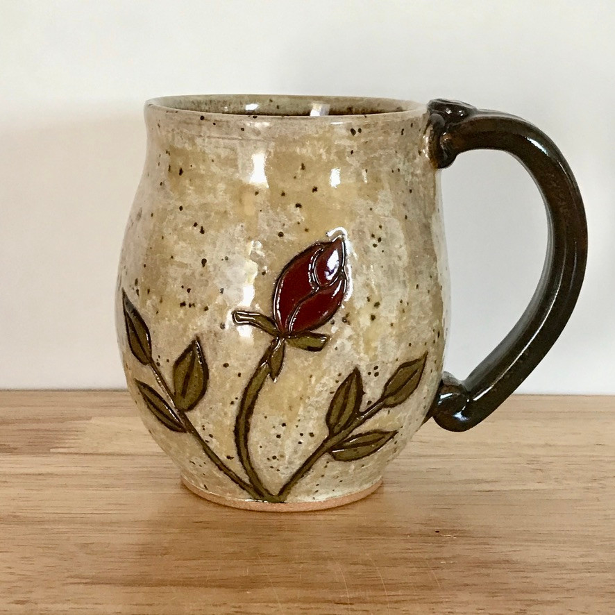 Handmade Pottery Mug Vintage Rose | Gifted Pottery