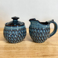 Handmade Pottery Cream and Sugar Set in Robin Blue