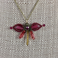 Fancy Dragonfly Necklace Cranberry 17 in.