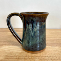Handmade Stoneware Straight Mug  in Peacock Blue Glaze 12 oz