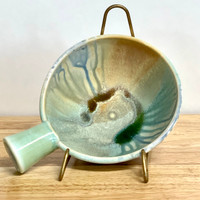 Handle Bowl  Handmade Pottery 6.5" Diameter