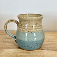  Handmade Pottery Mug Farmhouse Style Honey and Blue