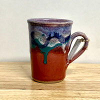  Handmade Coffee Mug  Red and Lavender