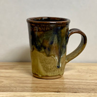 Handmade Coffee Mug  Gold Base with Navy Blue Mix