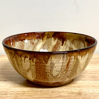  Handmade 8.0" Serving Bowl in Gold Brown Tones