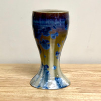   Crystalline 6.75" In. Blue / Gold Wine Goblet