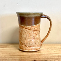  Handmade Pottery Tall Mug - Rust and Cream