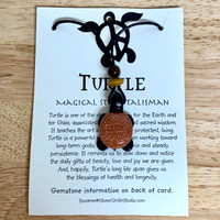 Turtle Pendant Stone Jewelry  - Black Jasper and Goldstone