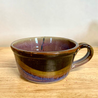  Handmade Chili/Soup Bowl with Handle Lavender & Brown