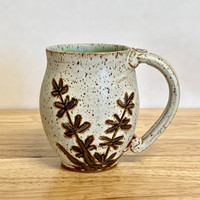  Handmade Pottery Mug Lavender Flowers on Cream Matte Base