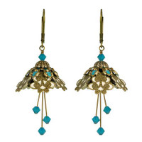 Flower Fairy Earrings -Spellbinder Turquoise and Gold 