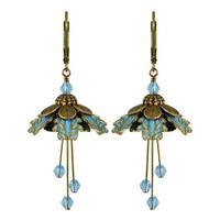 Flower Fairy Earrings - Palm Beach Blue and Gold