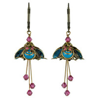 Flower Fairy Earrings - Masquerade Turquoise and Fuscia