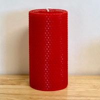 3x4" Beeswax Honeycomb Pillar Candle  - Red Natural/Iridescent/Metallic