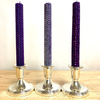 Beeswax Honeycomb Taper Candle  -  Purple