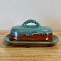  Handmade Pottery Butter Dish in Morning Landscape