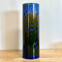 Crystalline Handmade  Cylinder Vase Royal 12" Tall Beautiful!