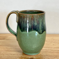 Handmade Pottery Mug Pacific Coast Green and Brown