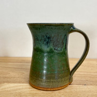  Handmade Pottery Tall Mug Green Glaze