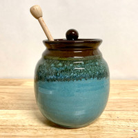 Ocean Tide Honey Pot Blue/Green/Brown Glaze