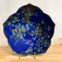 Handmade Pottery 6 Geo Bowl  Botanical Flower Imagery 