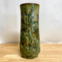   Handmade Pottery Vase with Botanical Flower Imagery 11"