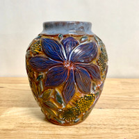 \Handmade Pottery Red Earthenware Vase -One of a Kind Flowers