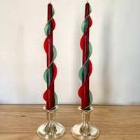 100% Beeswax Double Flare Red and Green 12"