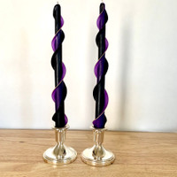  100% Beeswax Double Flare Purple and Black 12"
