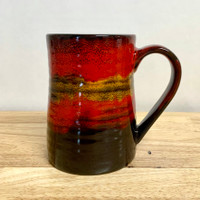 Handmade Pottery Desert  Red Large Tankard Mug 20 oz