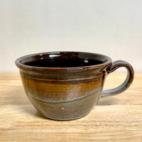  Handmade Pottery Soup / Latte Mug Plum and Chocolate
