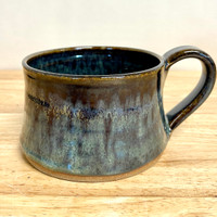  Handmade Pottery Soup / Chili Bowl  7" in Peacock Glaze
