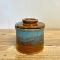 Handmade Pottery French Butter Keeper. Morning Landscape