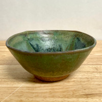  Handmade Pottery Squared 6" Bowl in Green