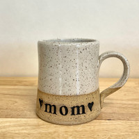  Handmade Pottery Tea Mug  Vanilla White "Mom" Mug