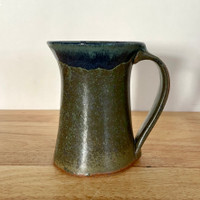 Handmade Pottery Tall Moss Green Body with Blue Top