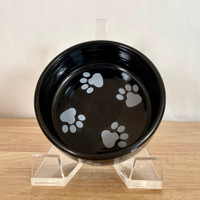  Handmade Sturdy Dog Bowl with Paw Prints. SM Adorable!