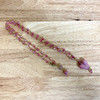 Handmade Glass Heart Necklace 30" Pink. Stunning