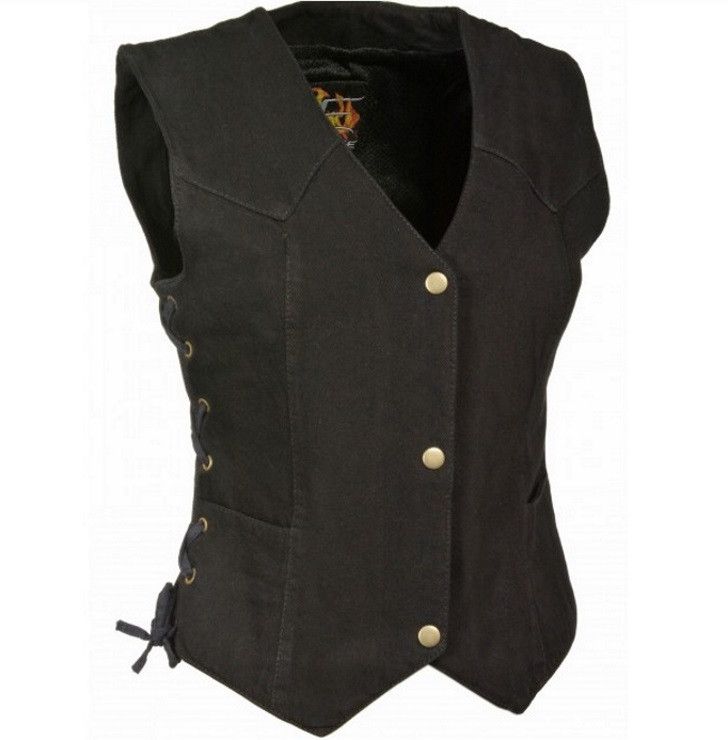 WOMENS LADIES MOTORCYCLE DENIM VEST w// SOFT MESH INTERIOR LINING SA58