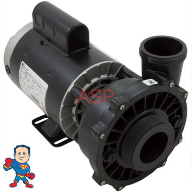 This Pump is a 2 1/2" x 2" which is only found in a few hot tubs like Catalina, Some Leisure Bay, Dynasty and a few others. Measure the intake and pressure side threads and match them up before ordering. WW Exec, 3.0hp, 230v, 2-spd, 56fr, 2-1/2" x 2", OEM Note: Do Not Purchase a pump based on a HP Sticker compare the Amperage to the chart. See the sticker below for an example of where to find amperage.