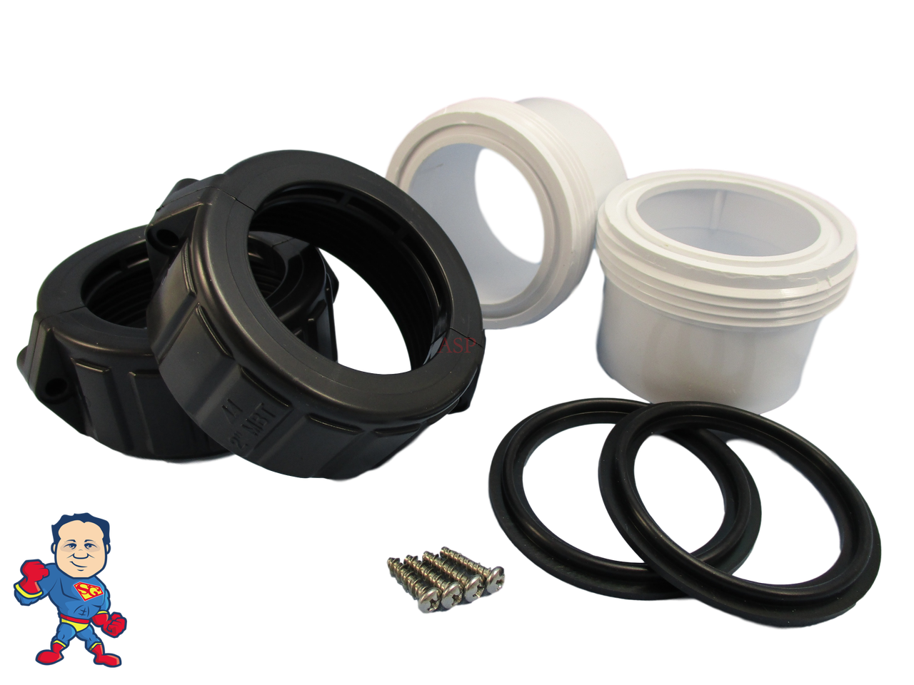 2X Hot Tub Spa 2" Split Nut & Union Kit for Heater Union & Gasket Video