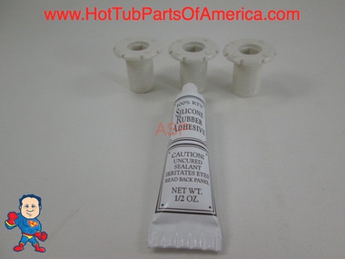 3X Spa Hot Tub 1 1/4" Air Jet Face Fitting 3/4" Thread Injector Part & Silicone 