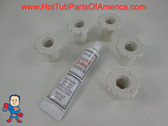 5X Spa Hot Tub 1 1/4" Air Jet Face Fitting 3/4" Thread Injector Part & Silicone