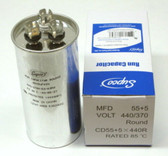 Capacitor Round Dual Run 55 + 5 MFD x 440 Volt