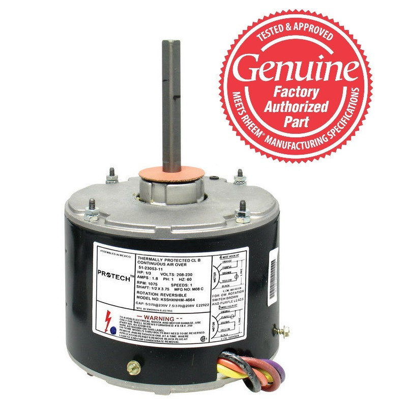 Condenser Fan Motor 1/3 HP 208-230/1/60 1075 RPM 1 SPD - Climatedoctors